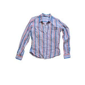 Frank & Eileen Barry Multi‎ Color Stripe Classic Linen Button Front Shirt XS